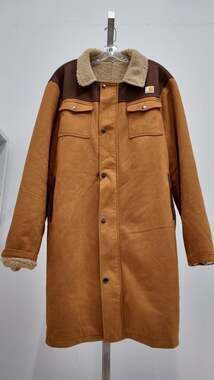 Carhartt Men's Sherpa-Lined Faux Suede Ranch Coat - Camel/Brown (2XL)
